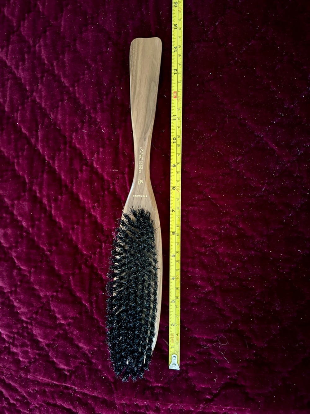 OXCO MADE IN USA Vintage 15” WALNUT Wood Shoe Horn Lint Brush Sterilized Natural